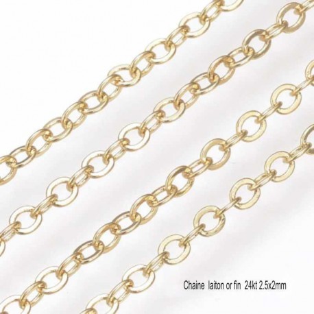 1mètre chaine laiton plaqué or maillon ovale 3.5x3mm -S003