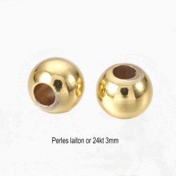 30 perles laiton ronde intercalaires plaqué or 3mm