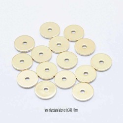 10 perles entretoise laiton plaqué or 18KT 10mm