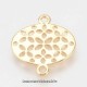 4 liens connecteur ovale  laiton plaqué or motif fleur 19.5x17mm