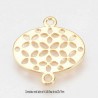4 liens connecteur ovale  laiton plaqué or motif fleur 19.5x17mm