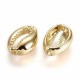 4 perles intercalaire  cuivre plaqué or 14KT  Cauris 17x12mm