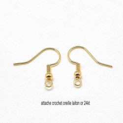 10 boucle d'oreille attache indienne laiton plaqué or 18KT 18mm