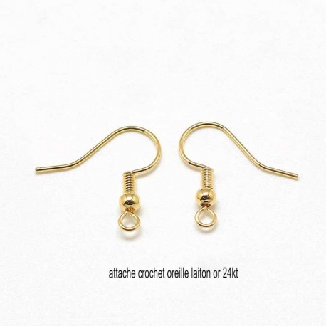10 boucle d'oreille attache indienne laiton plaqué or 18KT 18mm