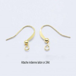 10 boucles d'oreille crochet laiton plaque or 18KT 15.5mm