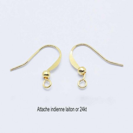 10 boucles d'oreille crochet laiton plaque or 18KT 15.5mm