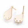 1paire boucle d'oreille clou goutte laiton or 24KT 16.5x10mm