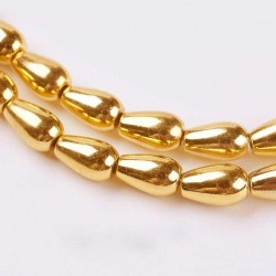 10 perles goutte hématite non magnetique galvanoplastie plaqué or 7x4mm