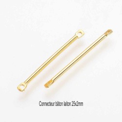 8 connecteurs baton laiton or fin 24kt  25x2mm