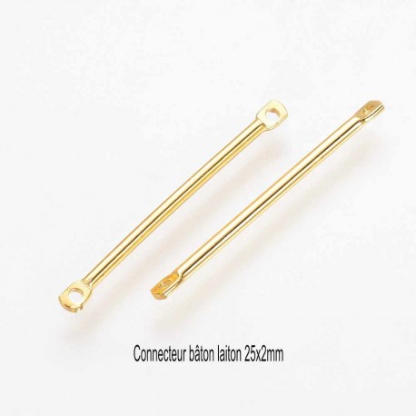 8 connecteurs baton laiton or fin 24kt  25x2mm
