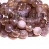 6 perles agate facettée grise et blanche  transparente  10mm