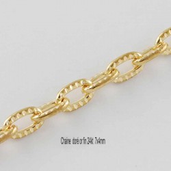 1Metre chaine plaqué or martelé maillon ovale 7x4mm S095