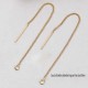 2 pcs(1Paire)  Boucle d'oreille chaine longue  or 24Kt