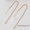 2 pcs(1Paire)  Boucle d'oreille chaine longue  or 24Kt