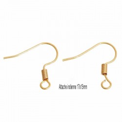 10 crochets d'oreille attache indienne laiton  or 24kt  17x15mm