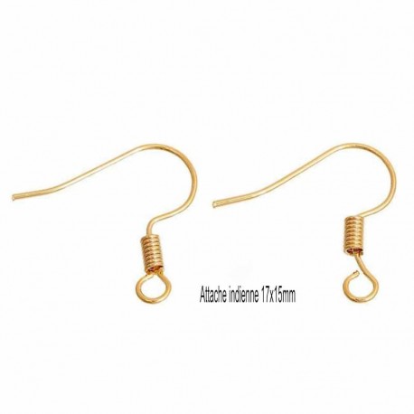 10 crochets d'oreille attache indienne laiton  or 24kt  17x15mm