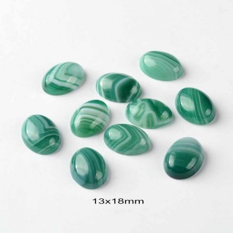 1 cabochon agate naturelle verte veiné 13x18mm
