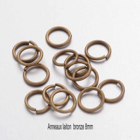 x100 anneaux de jonction 8  mm  laiton bronze  épaisseur 0.8mm