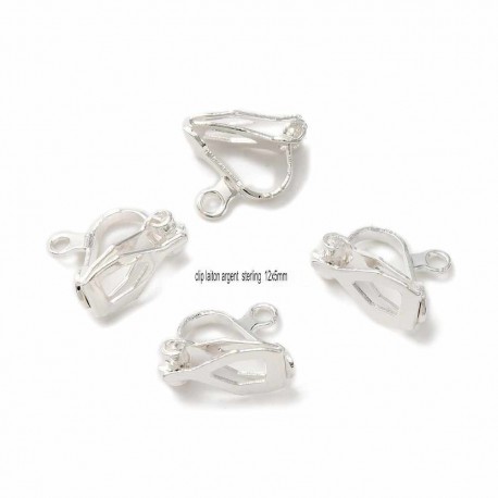 1 paire boucle d'oreille clip laiton argent sterling 12x5x9mm