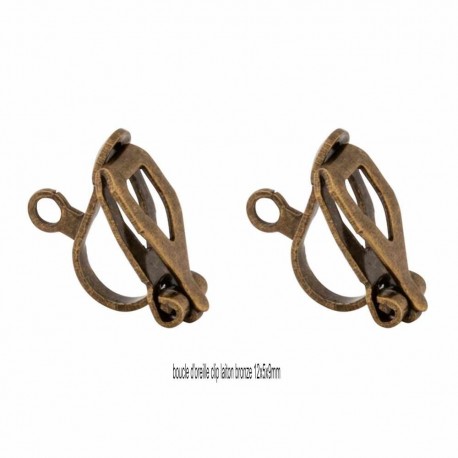 6  boucles d'oreille clip laiton bronze  12x5x9mm
