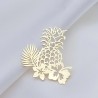 2 Estampes 41x35mm feuille et ananas doré or fin