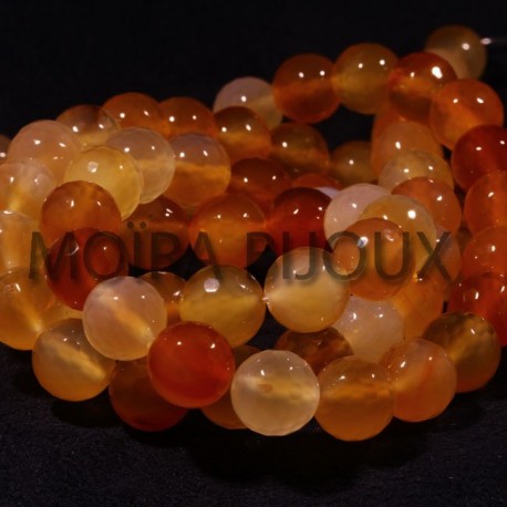 6 perles agate facettée orange transparente  10mm