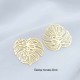 4 pendentifs estampes laiton plaqué  or monstera 26x26x0.3mm