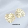 2 Estampes laiton 32mm feuille monstera  or 24kt