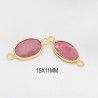 1 connecteur pierre semi précieuse rhodonite  laiton or 24kt 15x11mm
