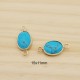 1 connecteur pierre semi précieuse turquoise laiton or 24kt 15x11mm