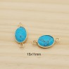 1 connecteur pierre semi précieuse turquoise laiton or 24kt 15x11mm