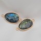 1 connecteur pierre semi précieuse labradorite  laiton or 24kt 20x15mm