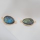 1 connecteur pierre semi précieuse labradorite  laiton or 24kt 20x15mm